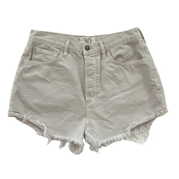 We The Free Pants - Free People We The Free Cut Off Raw Hem Denim Shorts Ivory High Rise Size 30